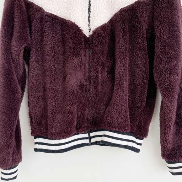 Nike Athletic Sherpa Wolf Teddy Zip Up Long Sleeves Bomber Jacket Size Small - Picture 7 of 16